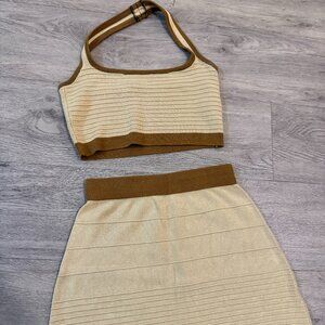 One Mile Two Piece Halter Top and Skirt Set, Size S